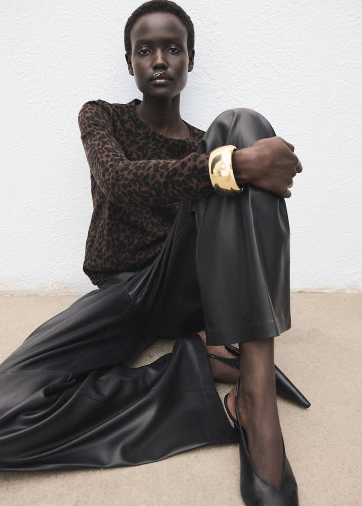 Ribbed leopard-print sweater — Chocolate