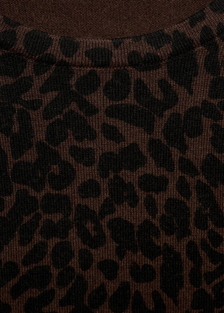 Ribbed leopard-print sweater — Chocolate