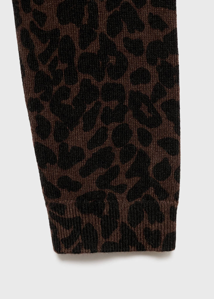 Ribbed leopard-print sweater — Chocolate