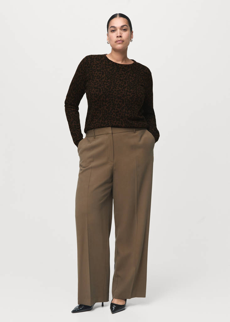 Ribbed leopard-print sweater — Chocolate