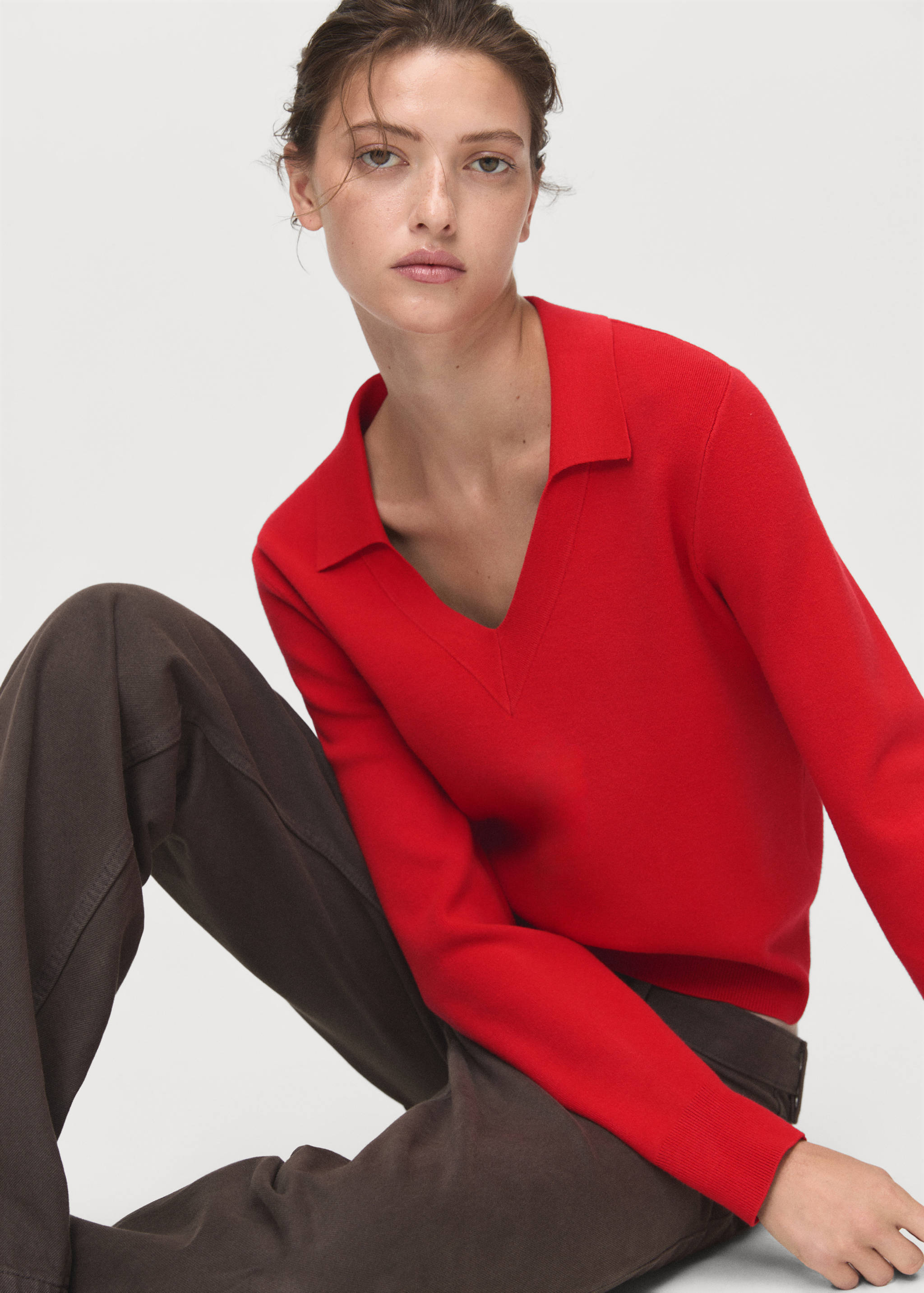 Fine-knit V-neck sweater - Medium plane