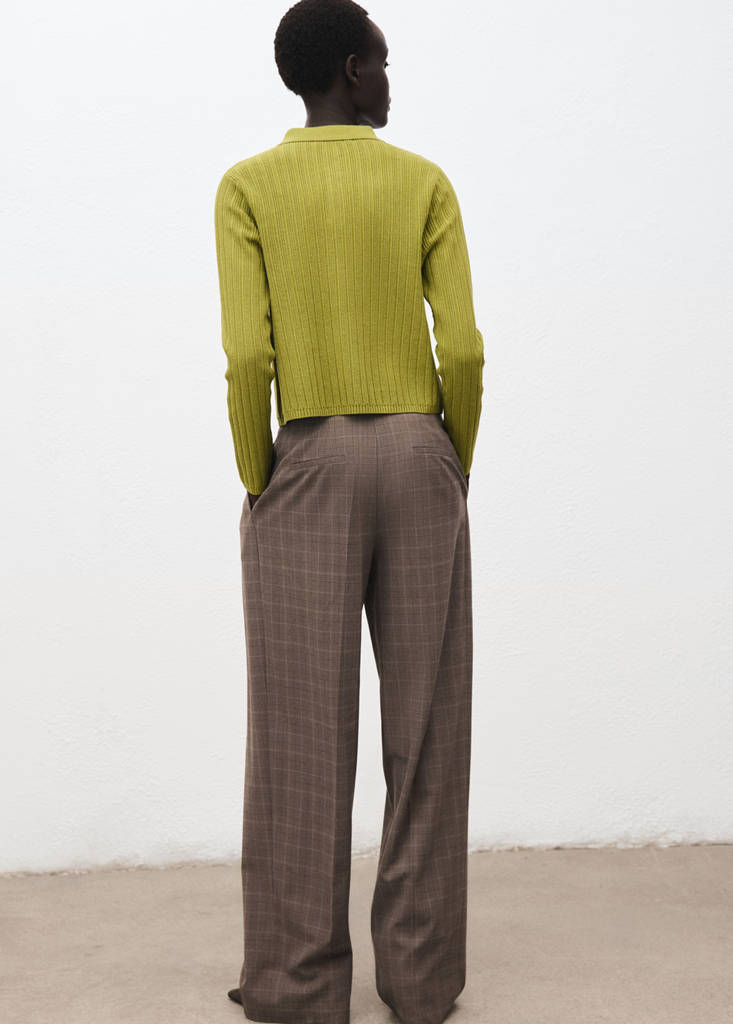 Polo-neck ribbed sweater — Green