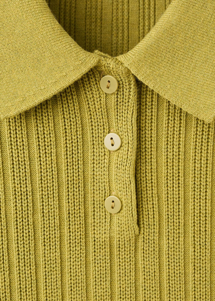 Polo-neck ribbed sweater — Green