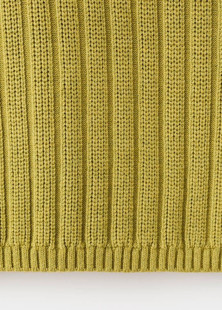 Polo-neck ribbed sweater — Green