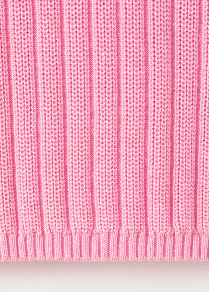 Polo-neck ribbed sweater — Pink
