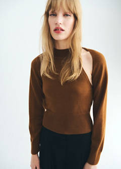 Sweater with cardigan-style detailing — Medium Brown 1