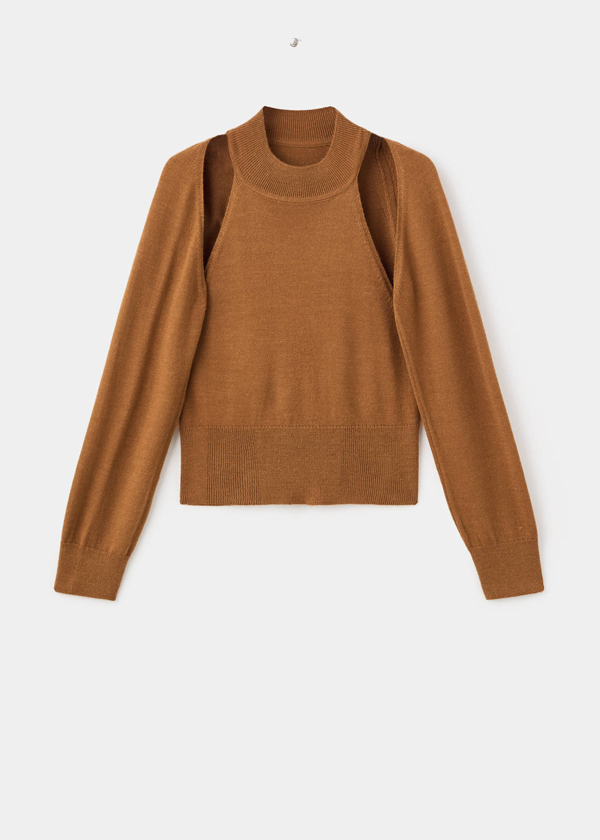 Sweater with cardigan-style detailing — Medium Brown