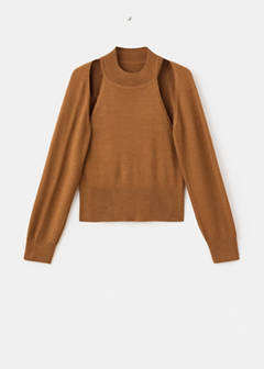 Sweater with cardigan-style detailing — Medium Brown 5