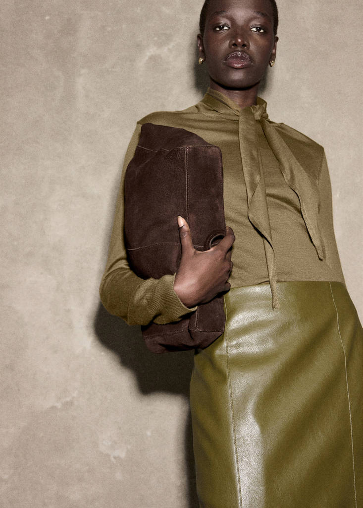 Turtleneck sweater with knot — Olive Green