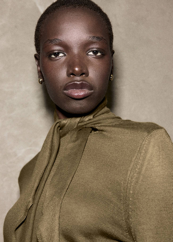 Turtleneck sweater with knot — Olive Green