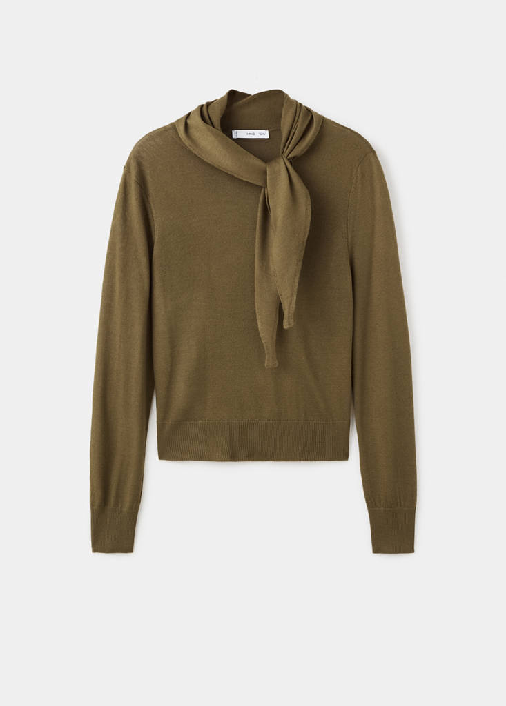 Turtleneck sweater with knot — Olive Green