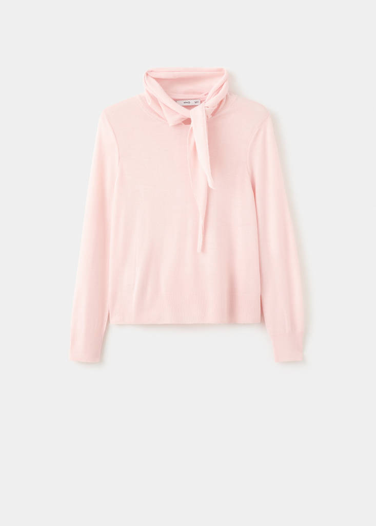 Turtleneck sweater with knot — Pastel Pink