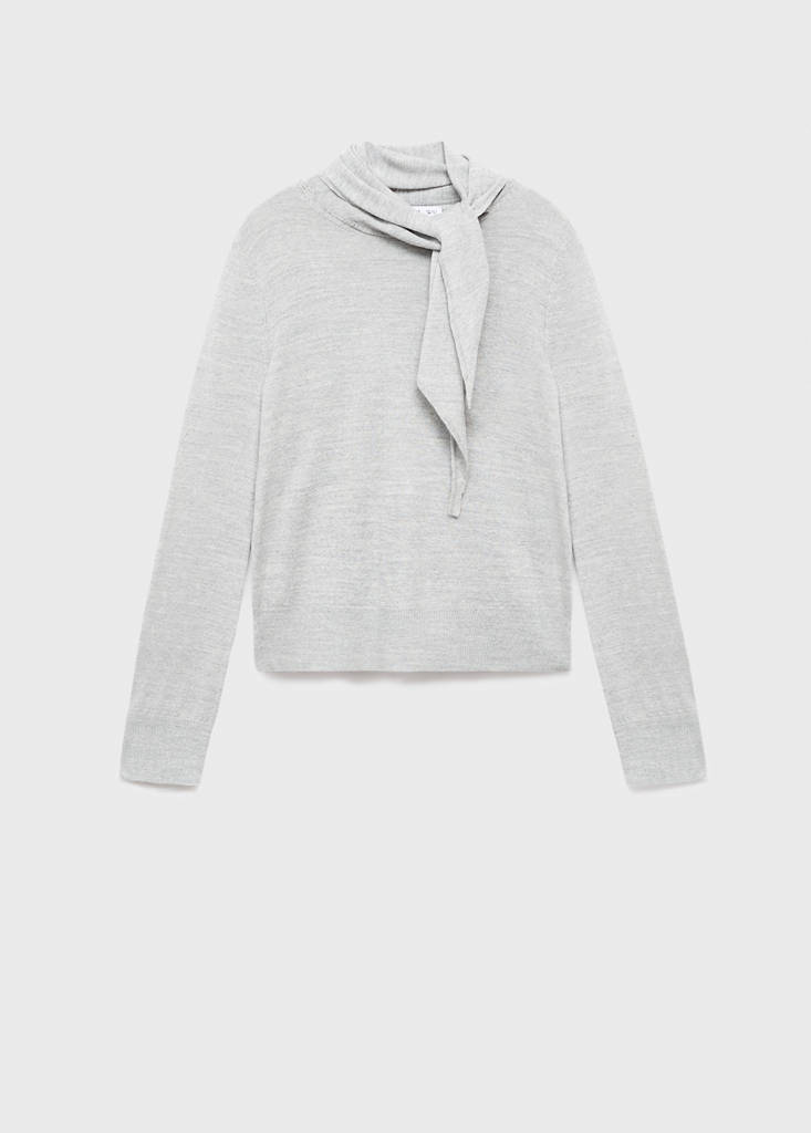 Turtleneck sweater with knot — Grey