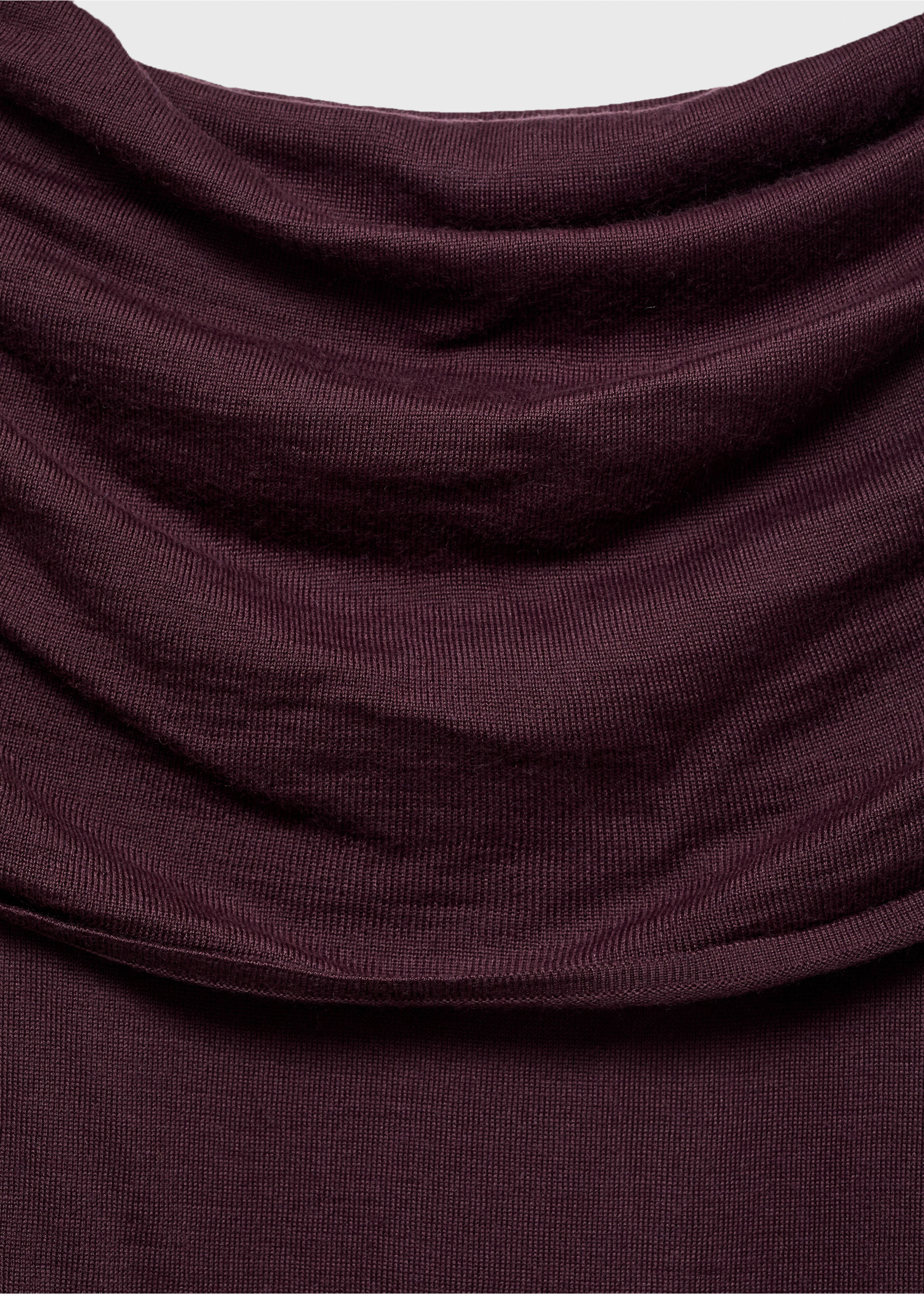 Fitted sweater with draped neckline - Details of the article 8, Wine. Ref: 17005840-00.