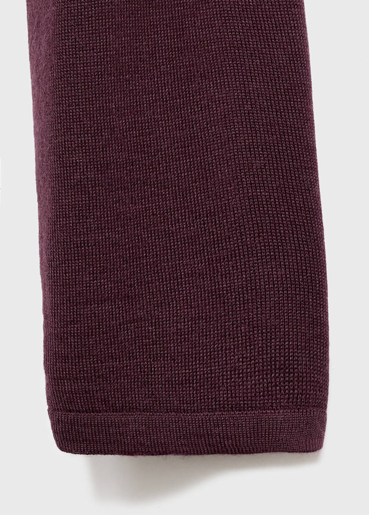 Fitted sweater with draped neckline — Wine