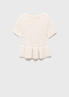 Textured sweater with ruffles — Ecru 5