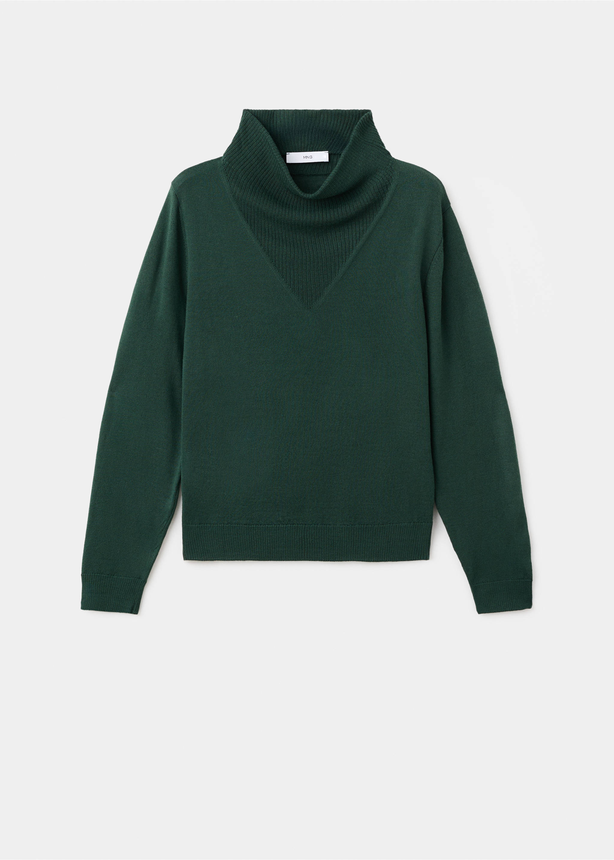 Pull maille col drapé - Article sans modèle, Vert foncé. Ref: 17005846-00.