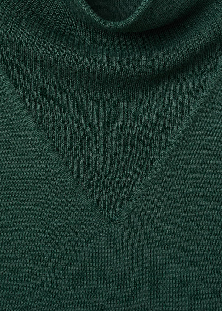 Knitted sweater with draped neck — Dark Green