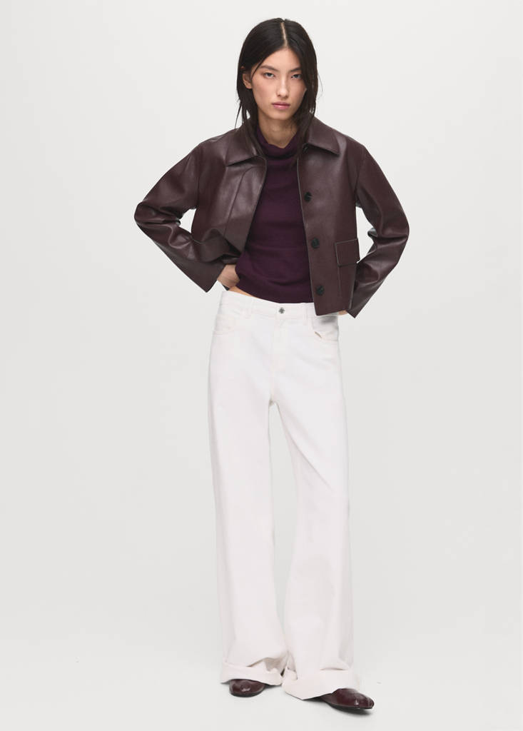 Knitted sweater with draped neck — Wine