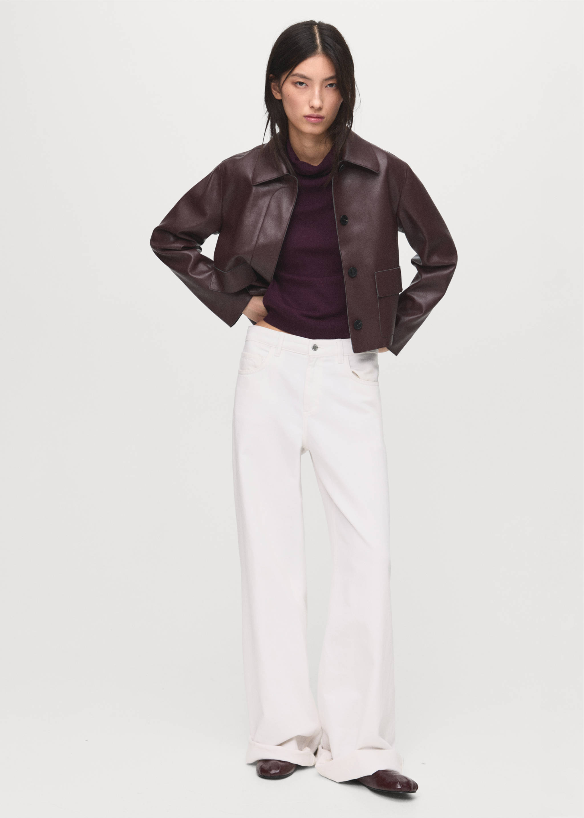 Pull maille col drapé - Plan général, Lie de vin. Ref: 17005846-00.