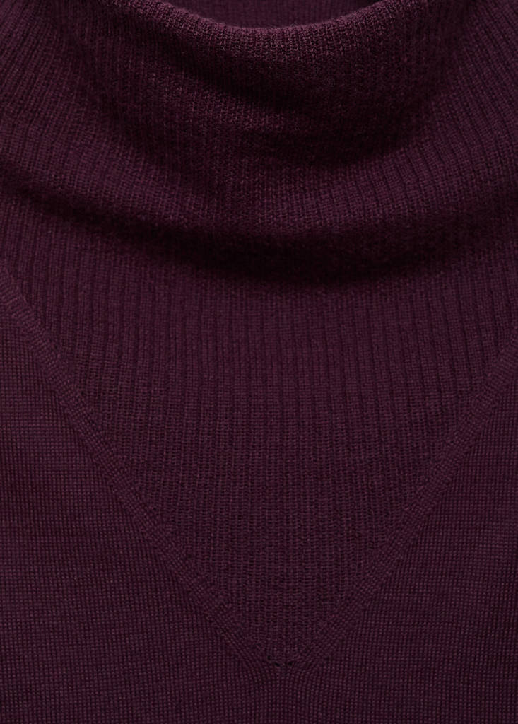 Knitted sweater with draped neck — Wine