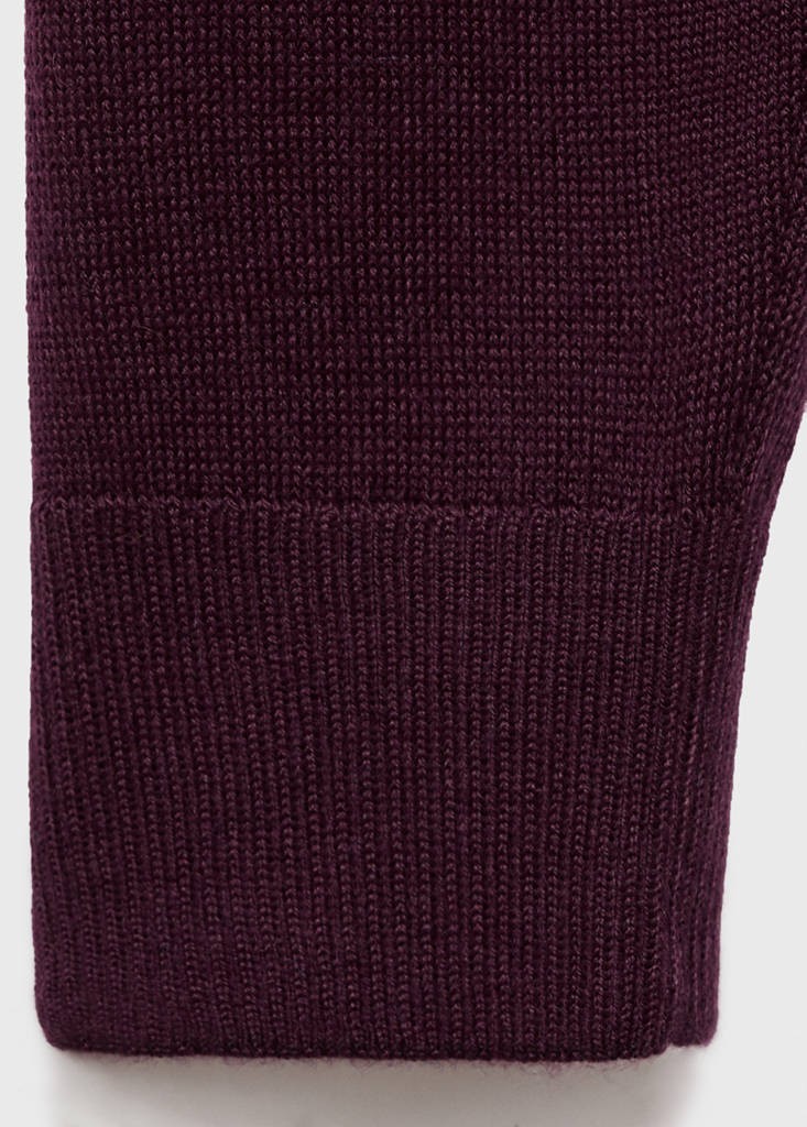 Knitted sweater with draped neck — Wine