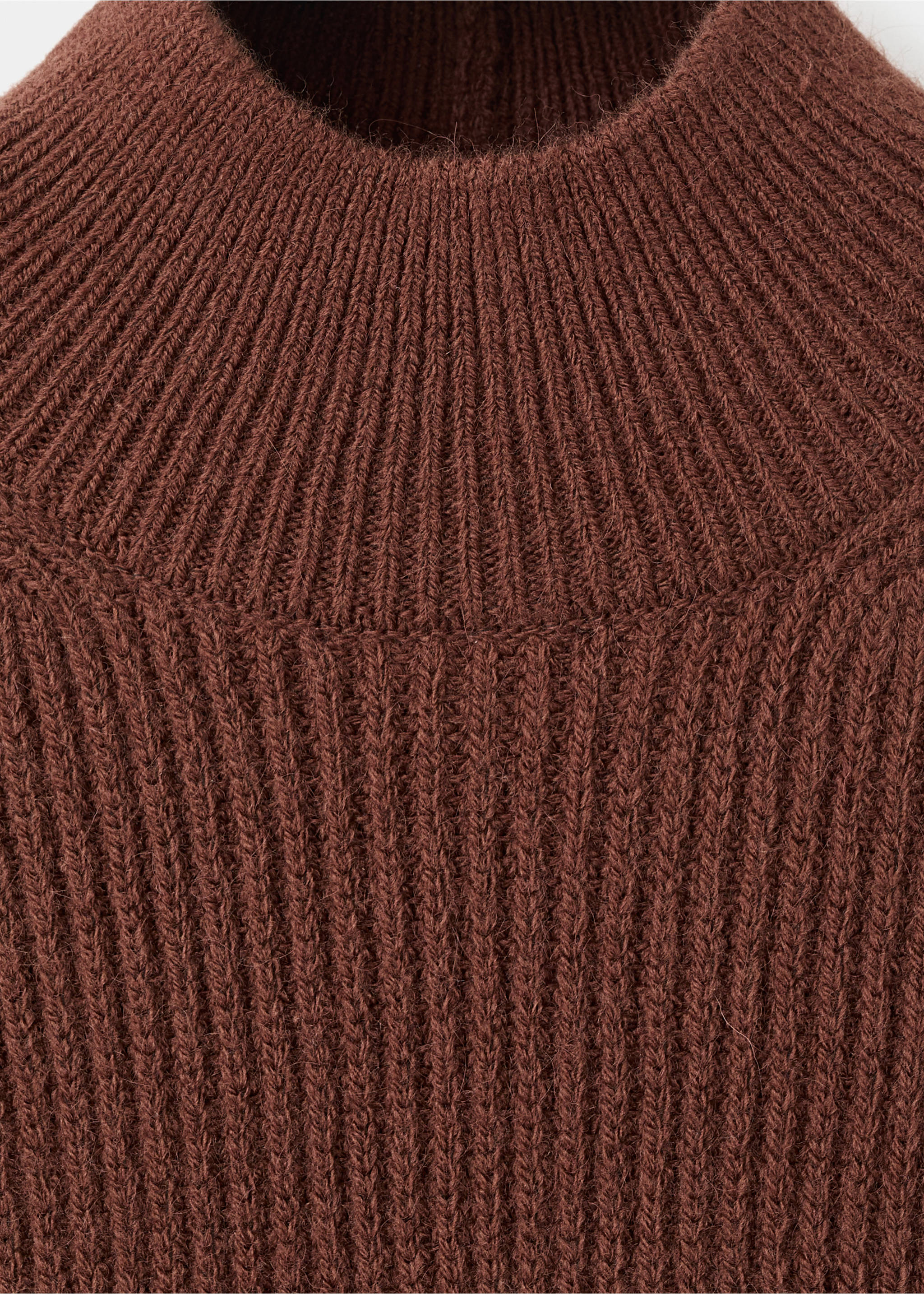 Perkins-neck short-sleeved sweater - Details of the article 0, Brown. Ref: 17005848-00.