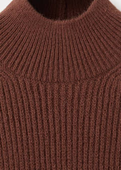 Perkins-neck short-sleeved sweater — Brown 6