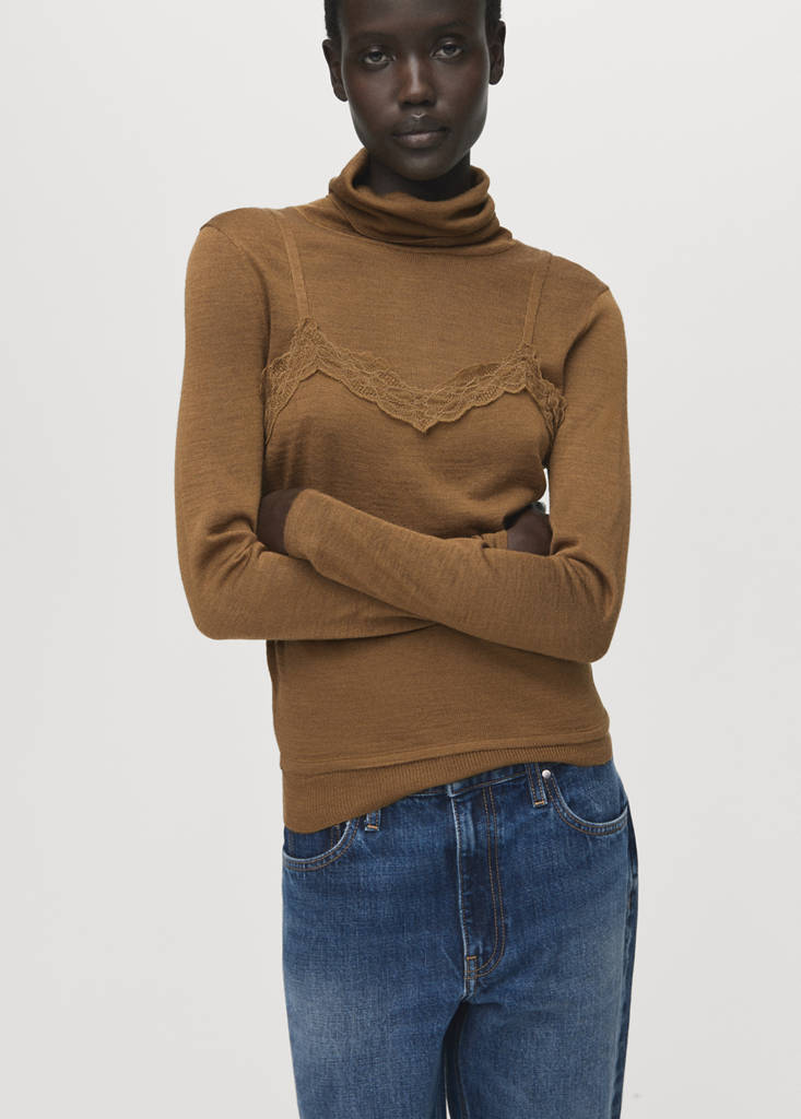 Wool-blend turtleneck sweater — Ochre