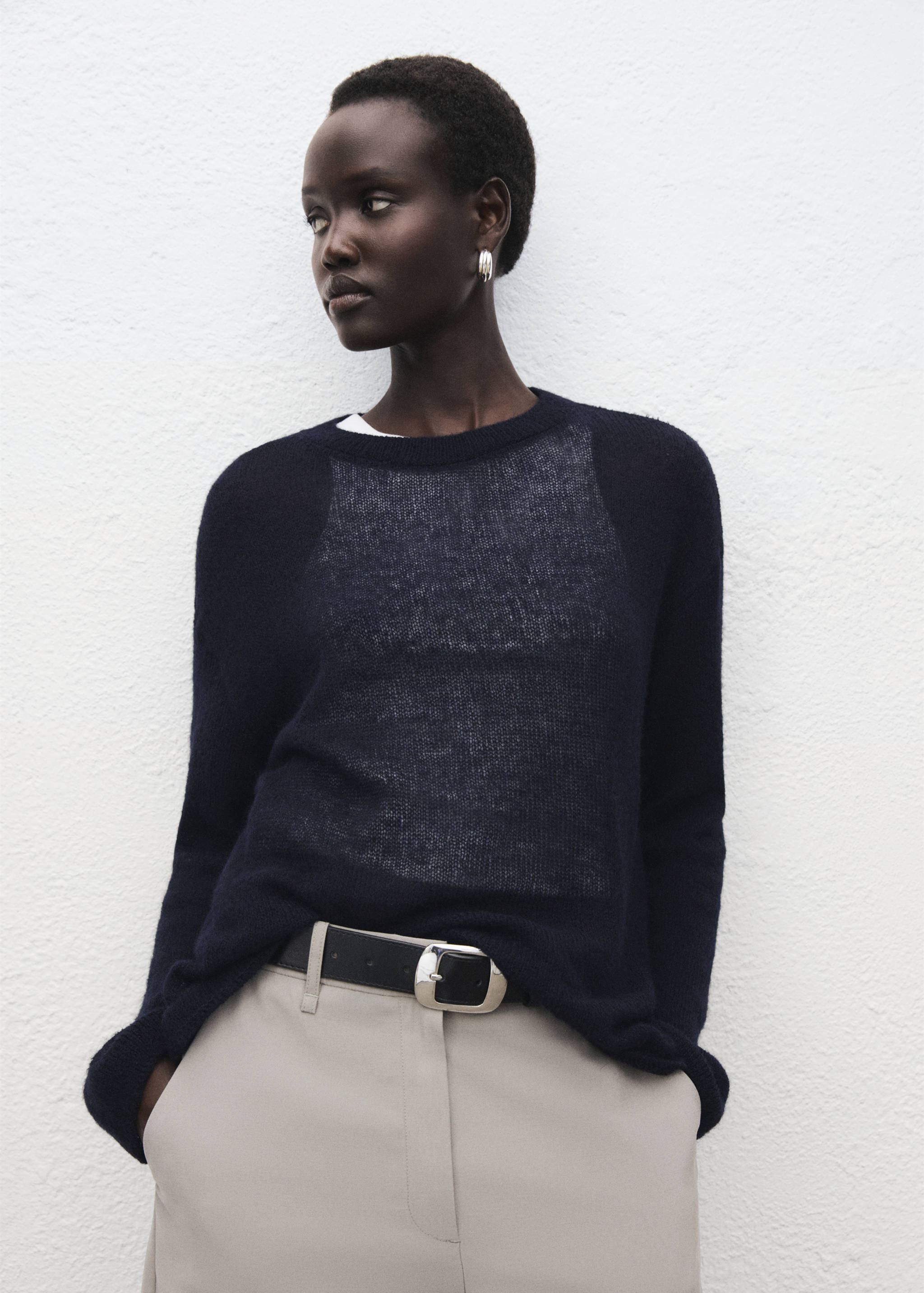 Pull-over semi-transparent maille - Plan moyen