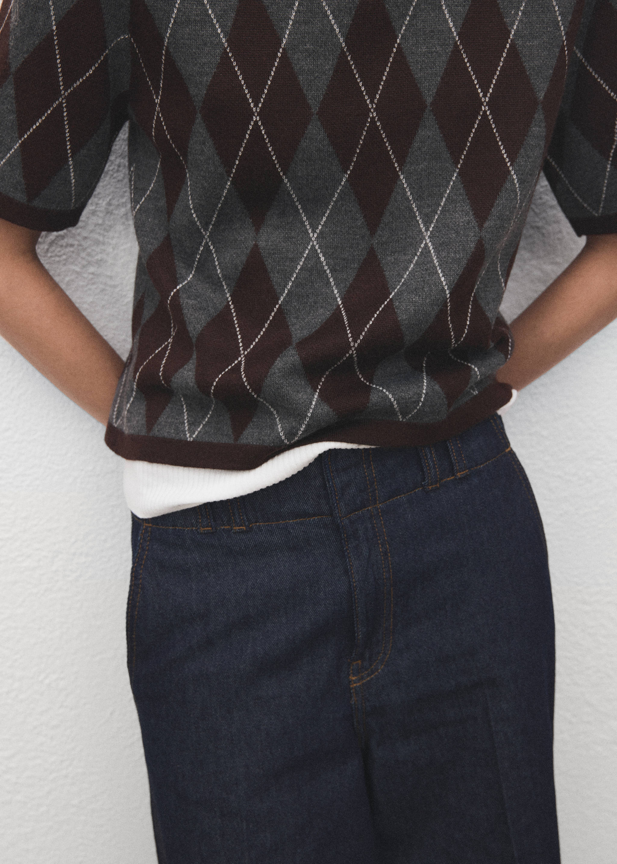 Short-sleeved argyle sweater - Details of the article 6