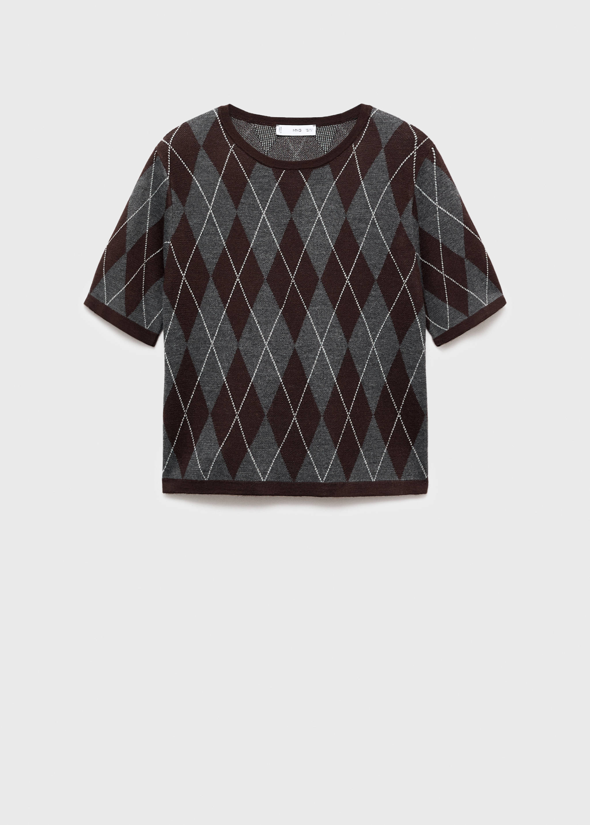 Short-sleeved argyle sweater - Article without model