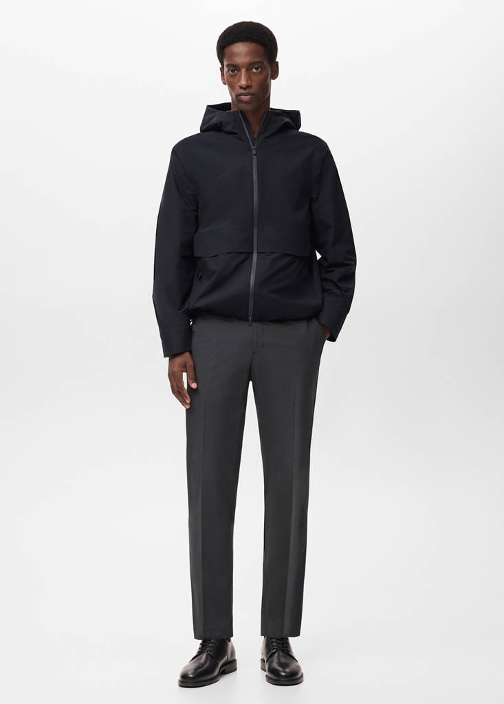 MANGO MAN - Veste à capuche résistante à l'eau bleu marine - XL