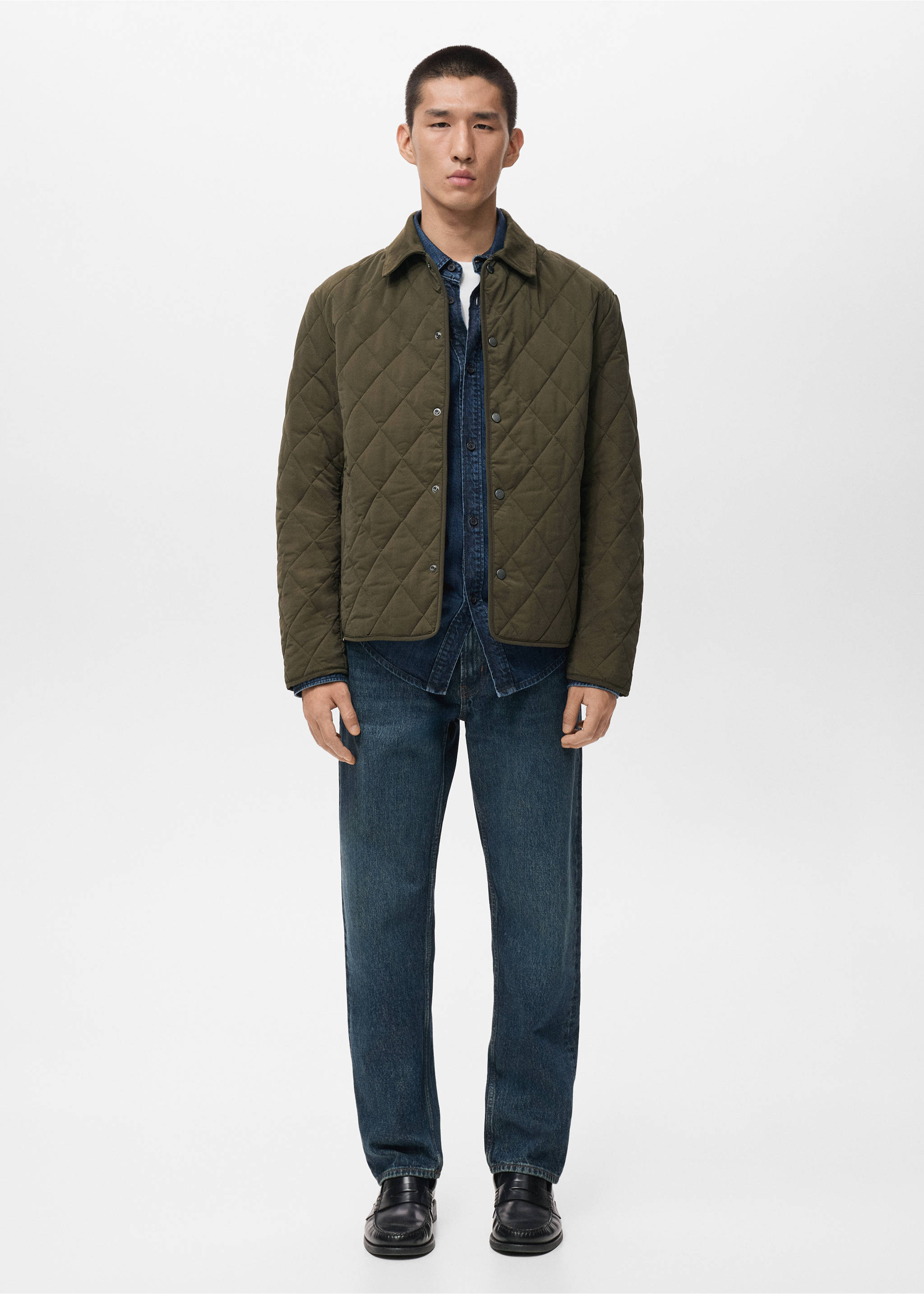 Quilted water repellent jacket - General plane, Olive Green. Ref: 17005972-00.