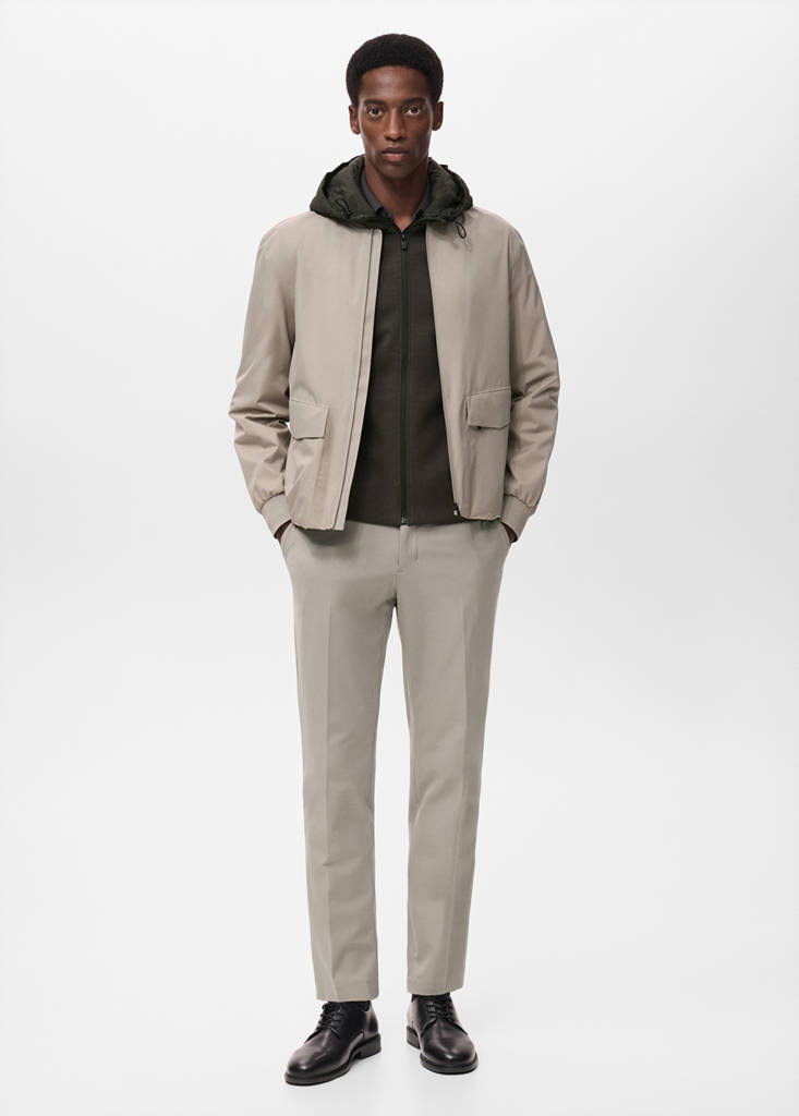 Packable water-repellent bomber jacket — Ice Grey