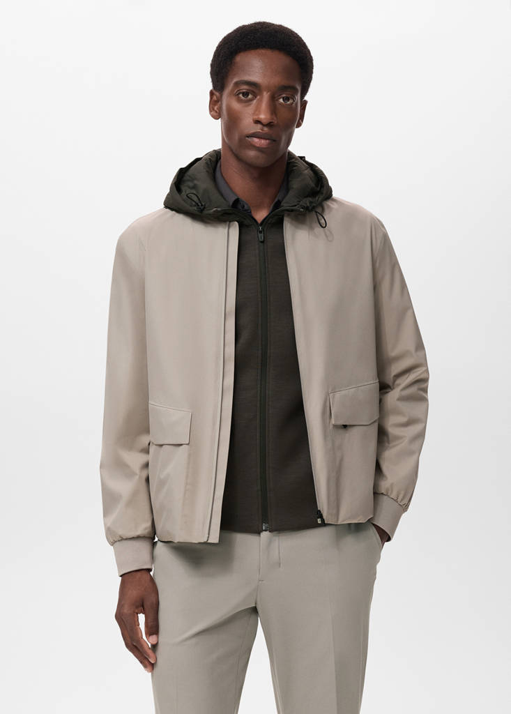 Packable water-repellent bomber jacket — Ice Grey