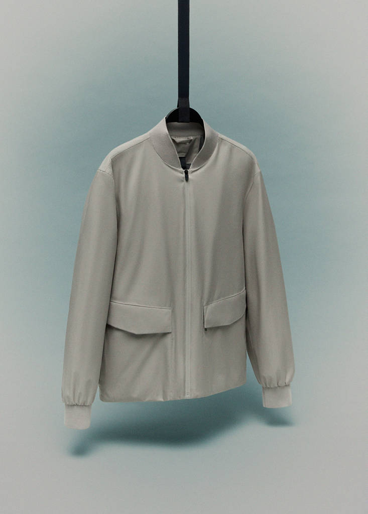 Packable water-repellent bomber jacket — Ice Grey