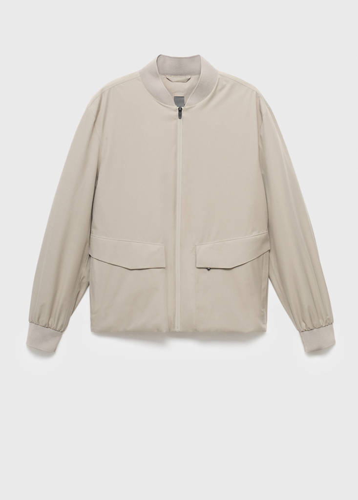 Packable water-repellent bomber jacket — Ice Grey