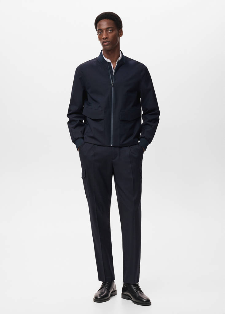 Packable water-repellent bomber jacket — Navy