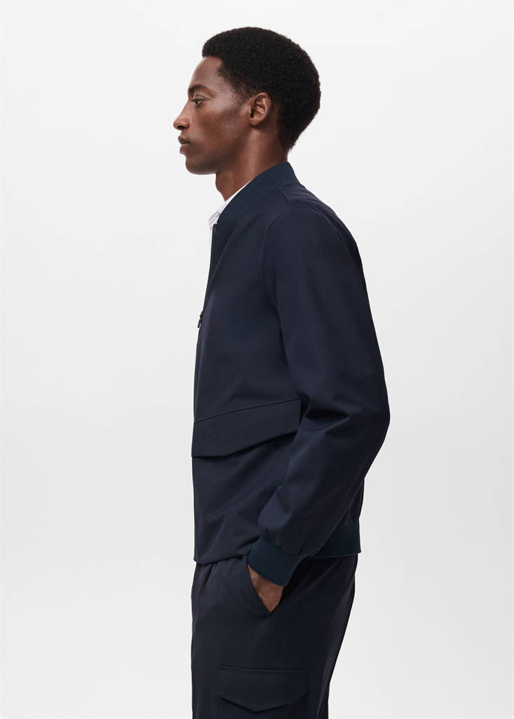 Packable water-repellent bomber jacket — Navy