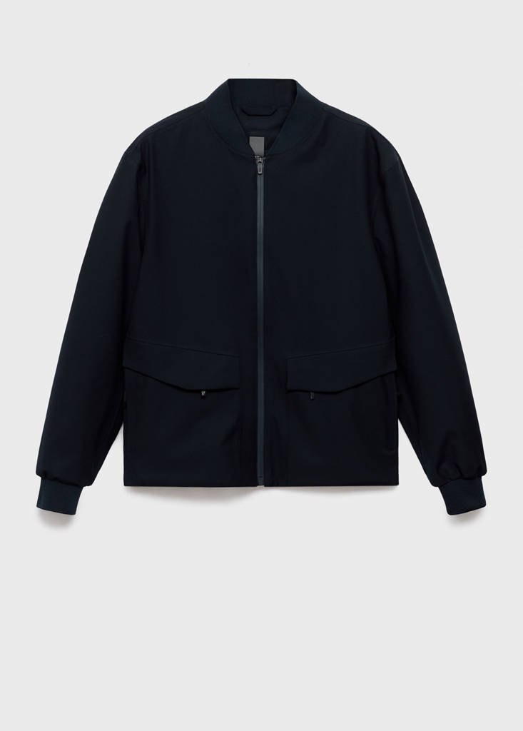 Packable water-repellent bomber jacket — Navy