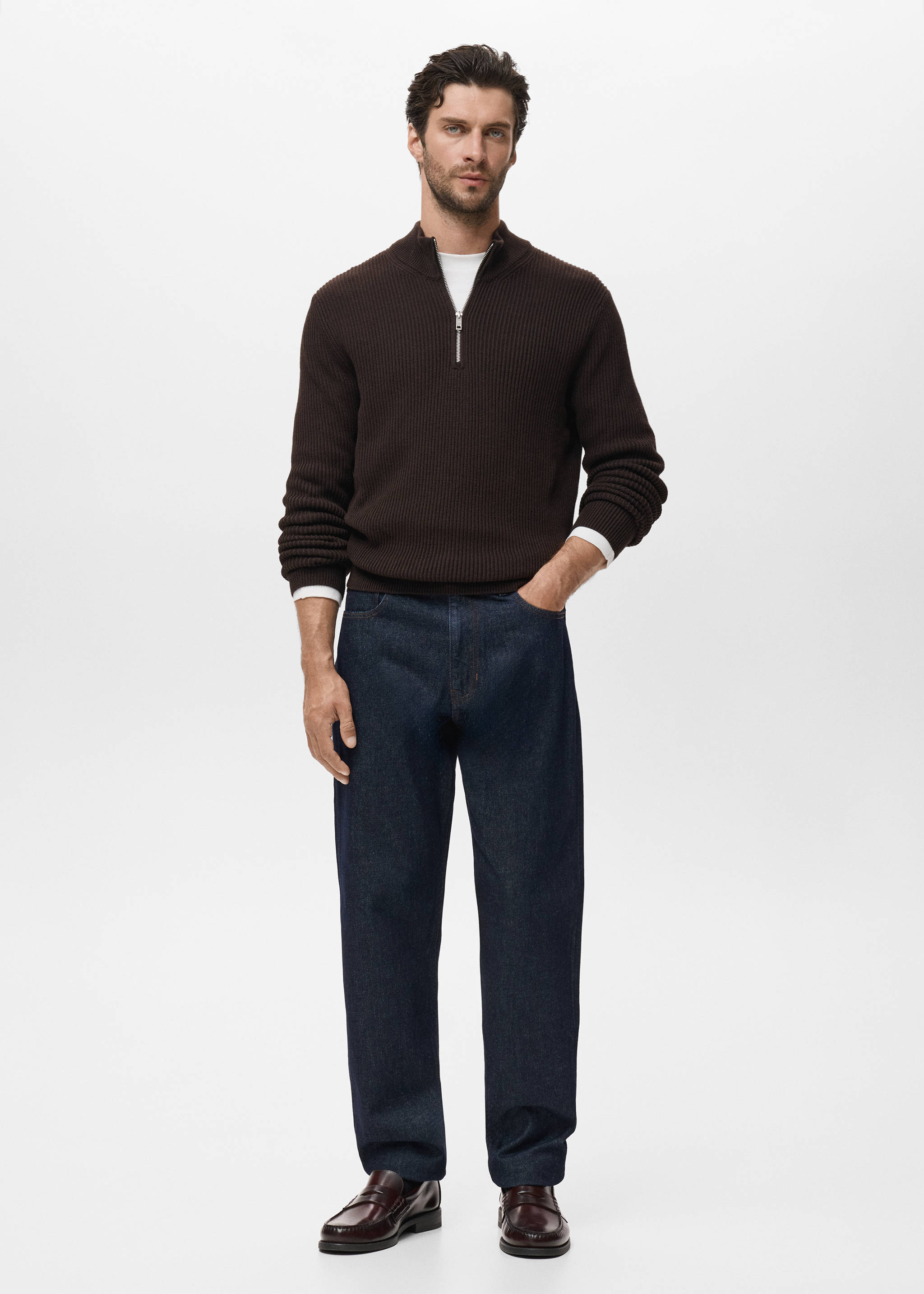 Pull 100 % coton col cheminée - Plan général