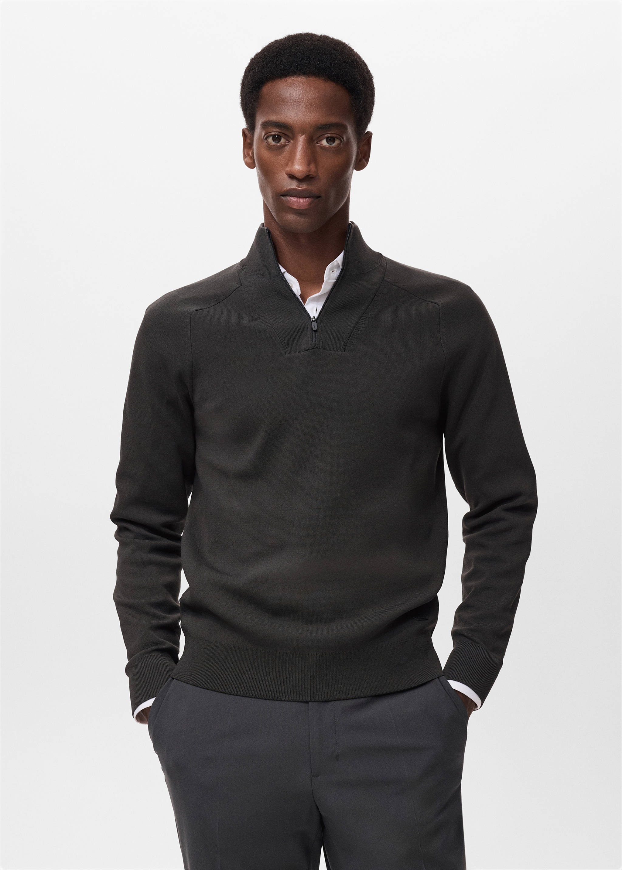 Pull-over respirant col zippé - Plan moyen