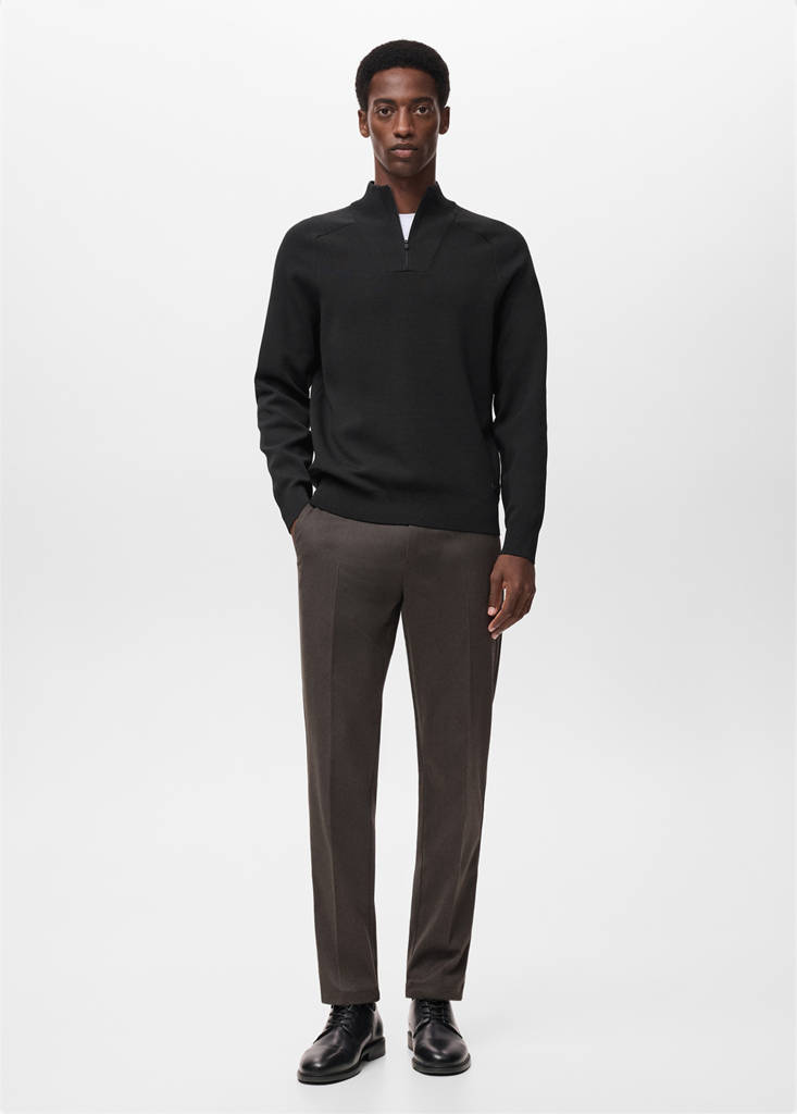 MANGO MAN - Pull-over respirant col zippé noir - L