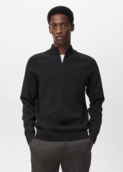 Breathable zip-neck sweater — Black 1