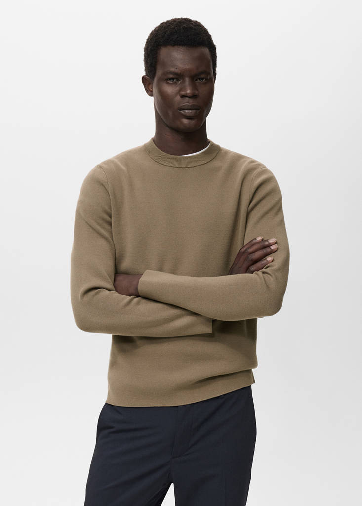 Medium-knit regular-fit sweater — Medium Brown