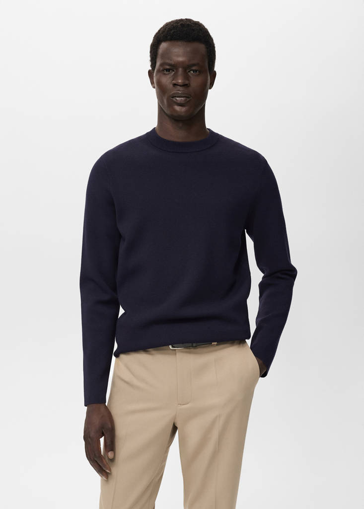 Medium-knit regular-fit sweater — Navy