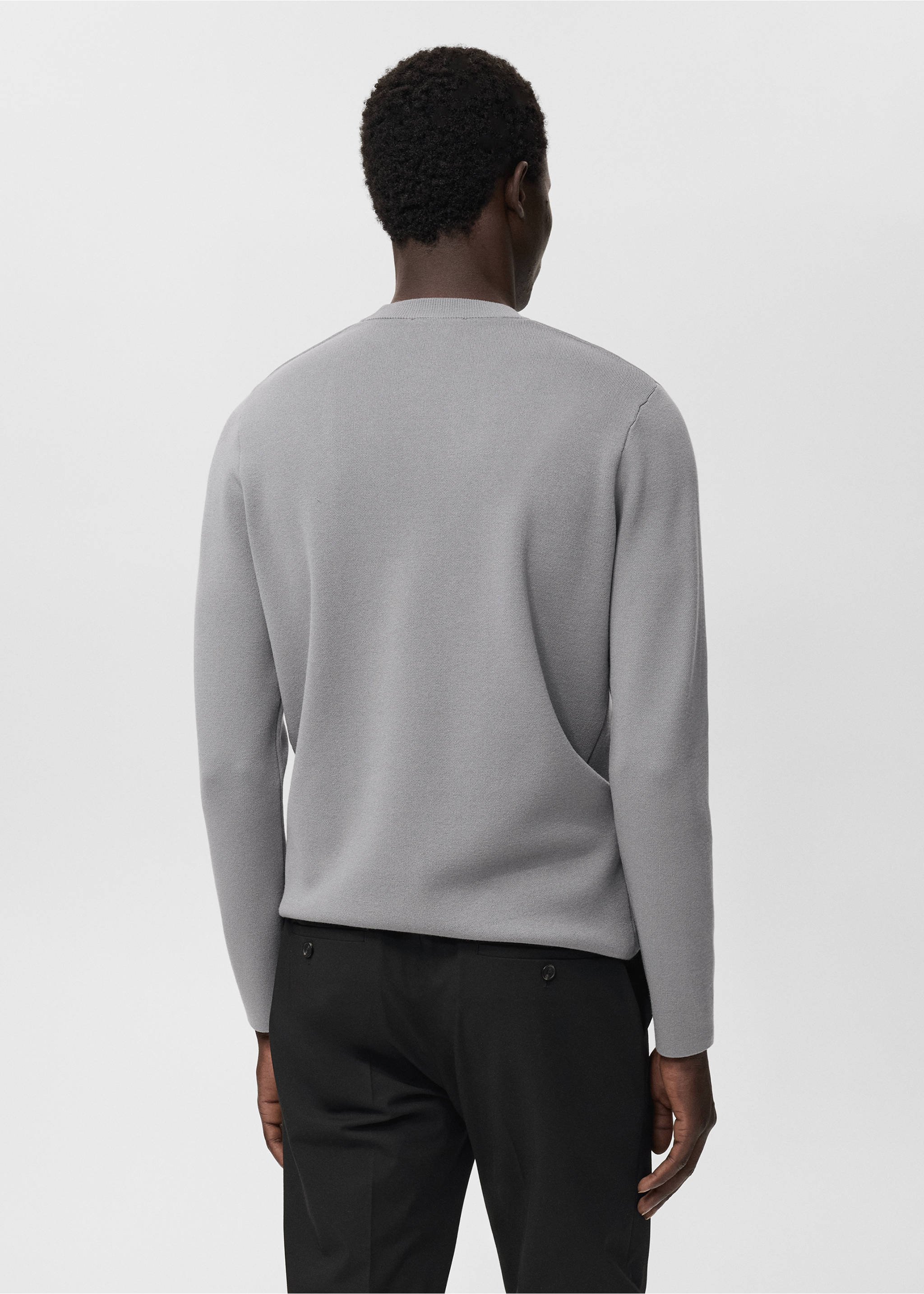Medium-knit regular-fit sweater - Reverse of the article, Grey. Ref: 17005981-00.