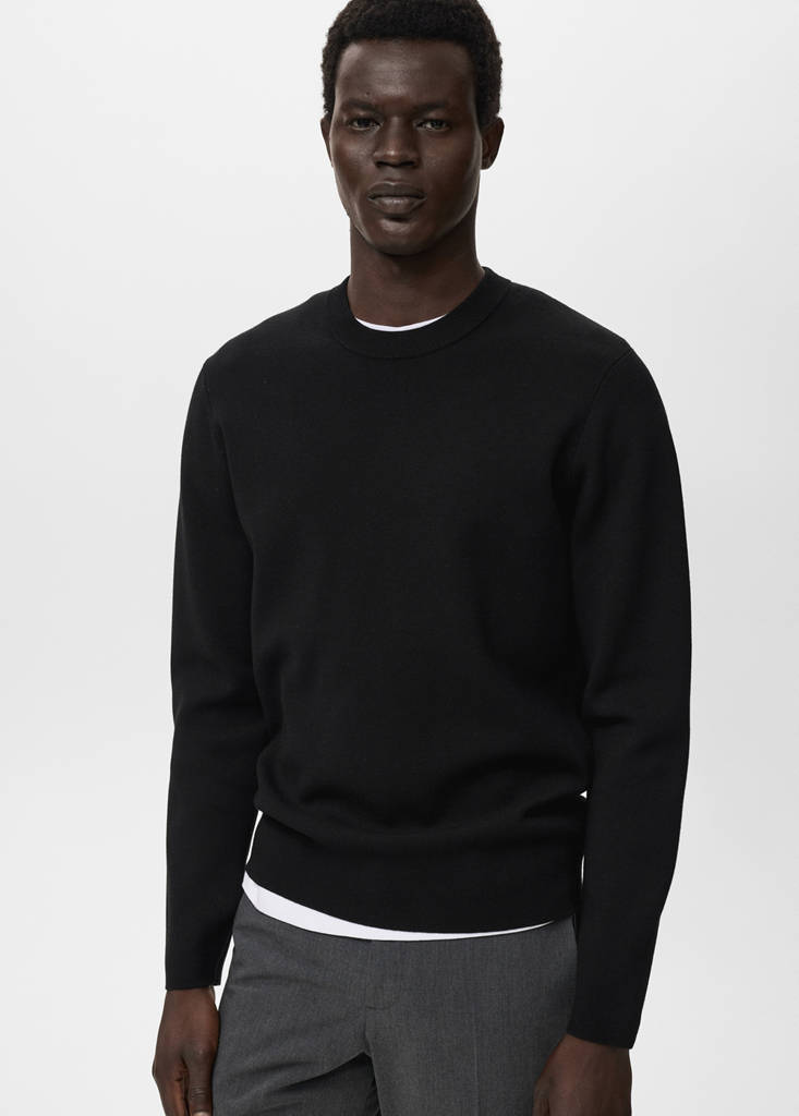 Medium-knit regular-fit sweater — Black