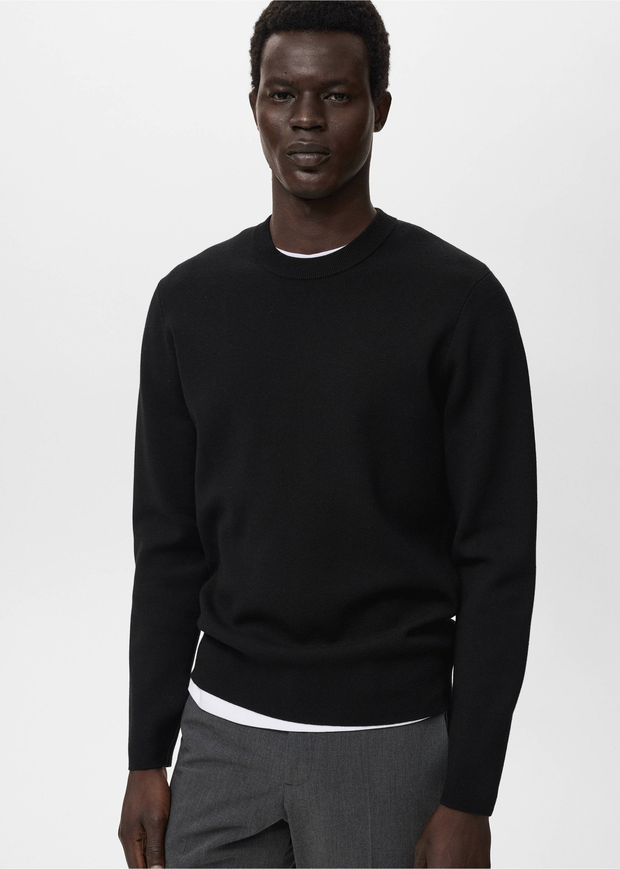 Джемпер средней вязки regular fit - Средний план, Черный. Ref: 17005981-00.